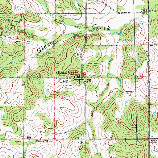 Topographic Map of Glaze Creek Church of Christ, AR