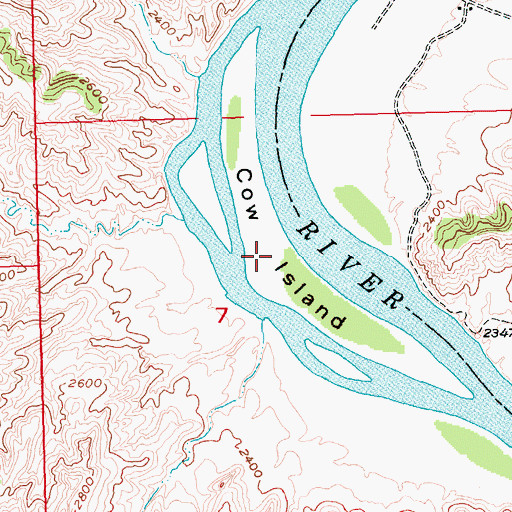 Topographic Map of Cow Island, MT