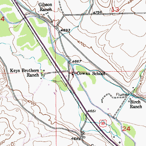 Topographic Map of Cowan School (historical), MT