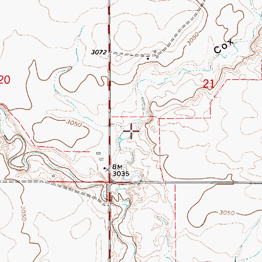 Topographic Map of Cox Coulee, MT