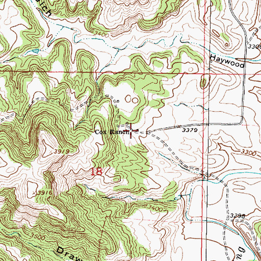 Topographic Map of Cox Ranch, MT