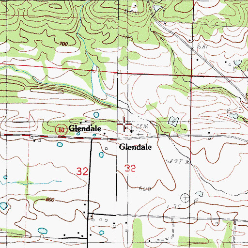 Topographic Map of Glendale Baptist Church, AR