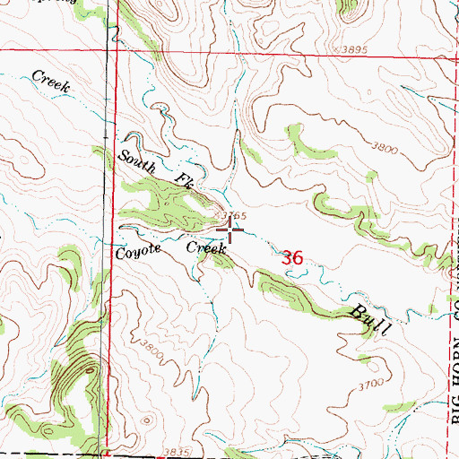 Topographic Map of Coyote Creek, MT