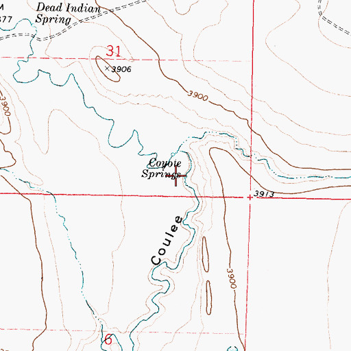 Topographic Map of Coyote Springs, MT