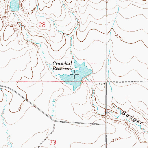 Topographic Map of Crandall Reservoir, MT