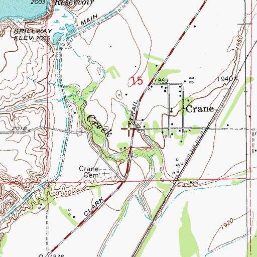 Topographic Map of Crane, MT