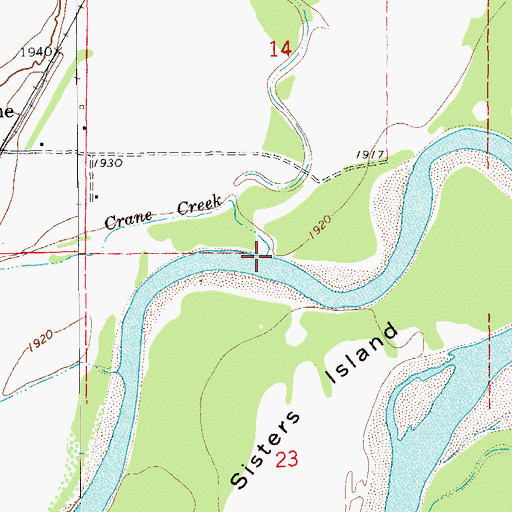 Topographic Map of Crane Creek, MT