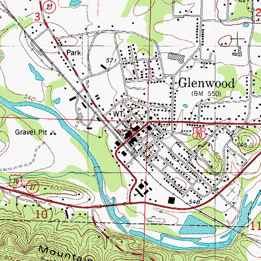 Topographic Map of Glenwood, AR