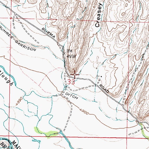 Topographic Map of Creasey Gulch, MT