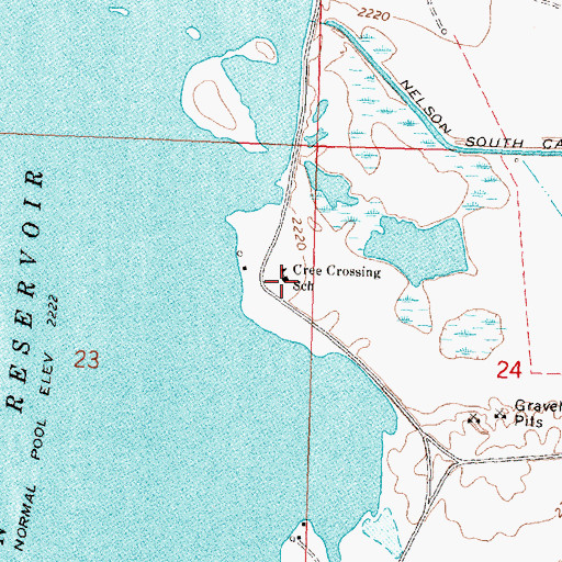Topographic Map of Cree Crossing School (historical), MT