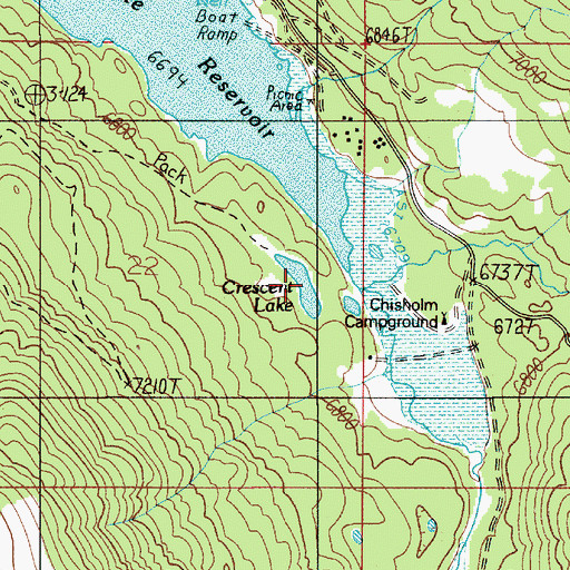 Topographic Map of Crescent Lake, MT