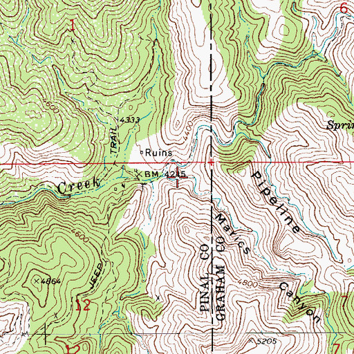 Topographic Map of Marics Canyon, AZ