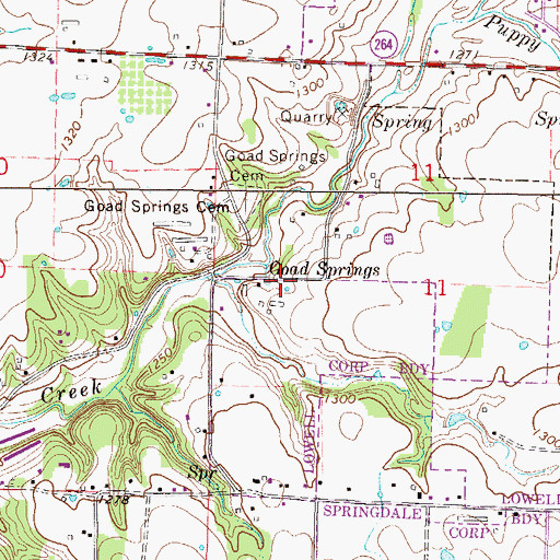 Topographic Map of Goad Springs, AR