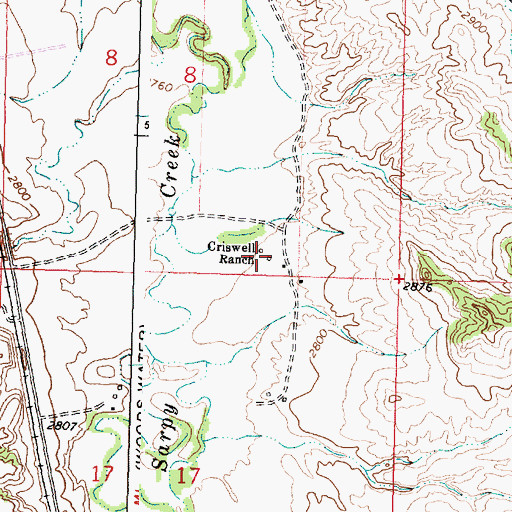 Topographic Map of Criswell Ranch, MT