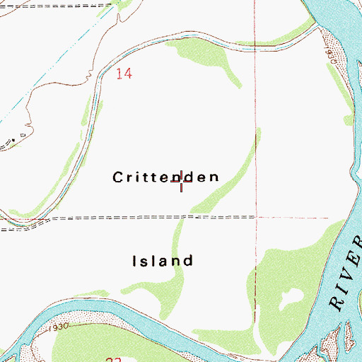 Topographic Map of Crittenden Island, MT