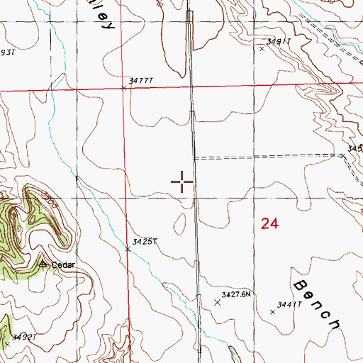 Topographic Map of Cromley Bench, MT