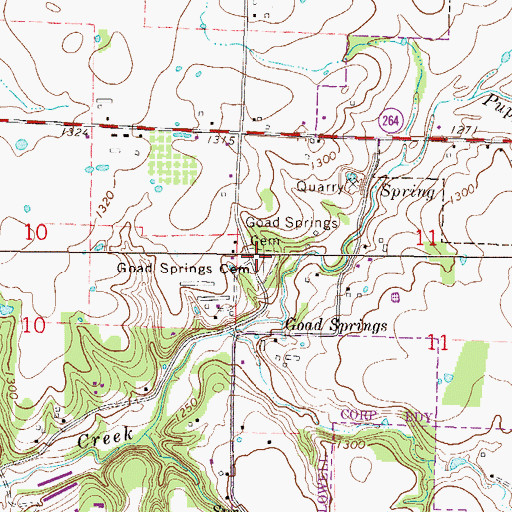 Topographic Map of Goad Springs Cemetery, AR