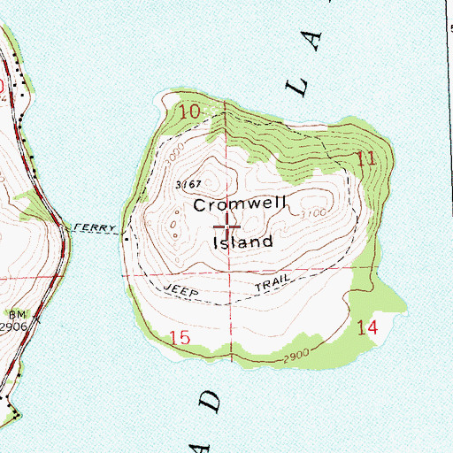 Topographic Map of Cromwell Island, MT