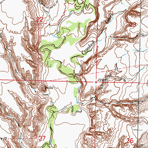 Topographic Map of Crooked Creek, MT
