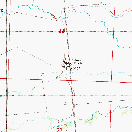 Topographic Map of Cross Ranch, MT