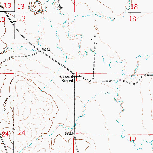 Topographic Map of Cross S School (historical), MT