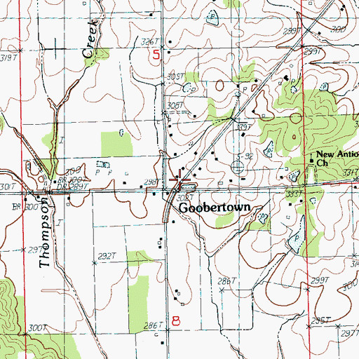 Topographic Map of Goobertown, AR
