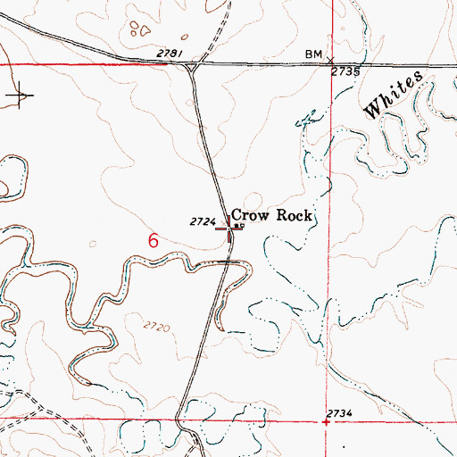 Topographic Map of Crow Rock, MT