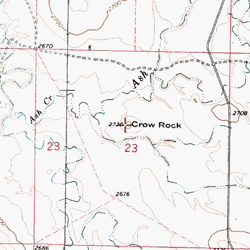 Topographic Map of Crow Rock, MT