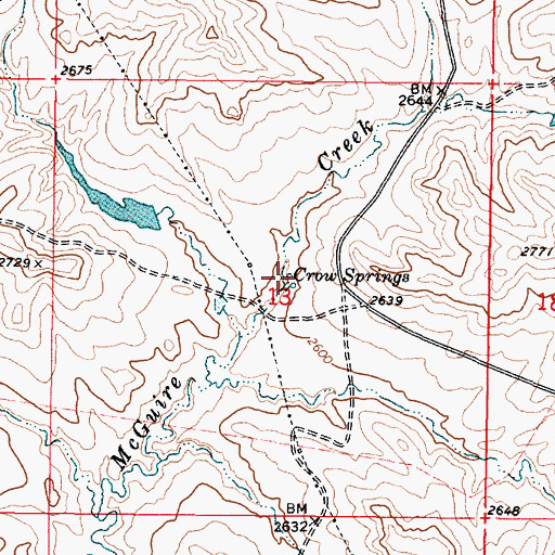Topographic Map of Crow Springs, MT