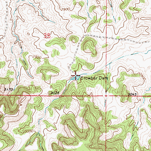Topographic Map of Crowbar Dam, MT