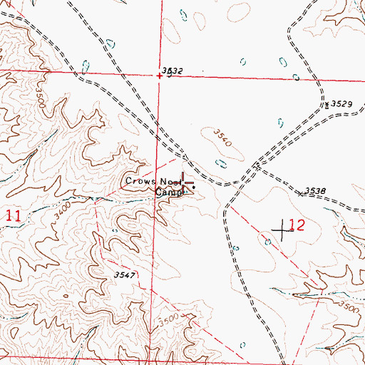 Topographic Map of Crows Nest Camp, MT