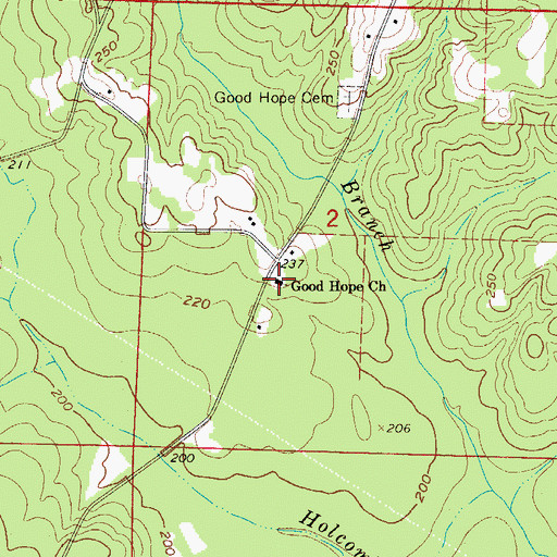 Topographic Map of Good Hope Baptist Church, AR