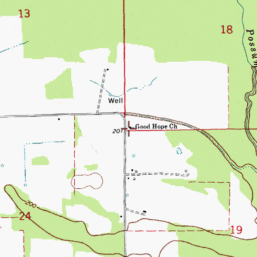Topographic Map of Good Hope Baptist Church, AR