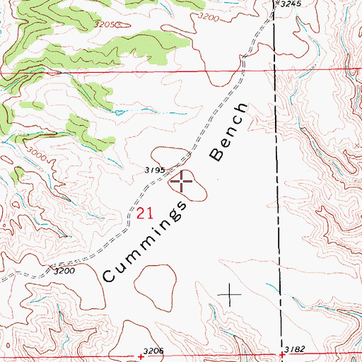 Topographic Map of Cummings Bench, MT