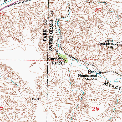Topographic Map of Currier Ranch, MT