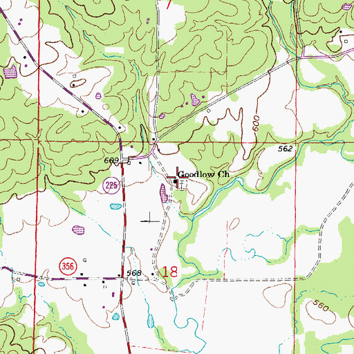 Topographic Map of Goodloe Chapel Methodist Church, AR