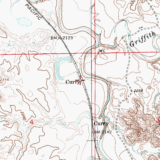 Topographic Map of Curry, MT