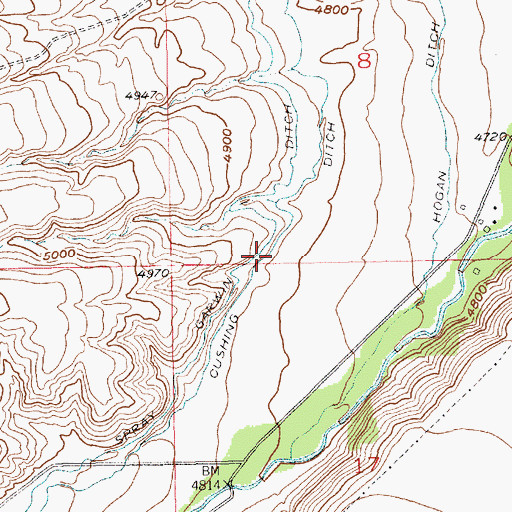 Topographic Map of Cushing Ditch, MT