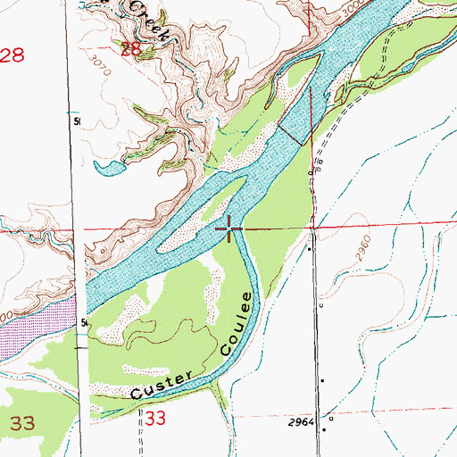 Topographic Map of Custer Coulee, MT