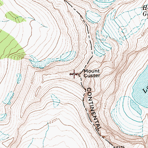 Topographic Map of Mount Custer, MT