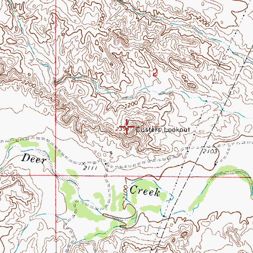 Topographic Map of Custers Lookout, MT