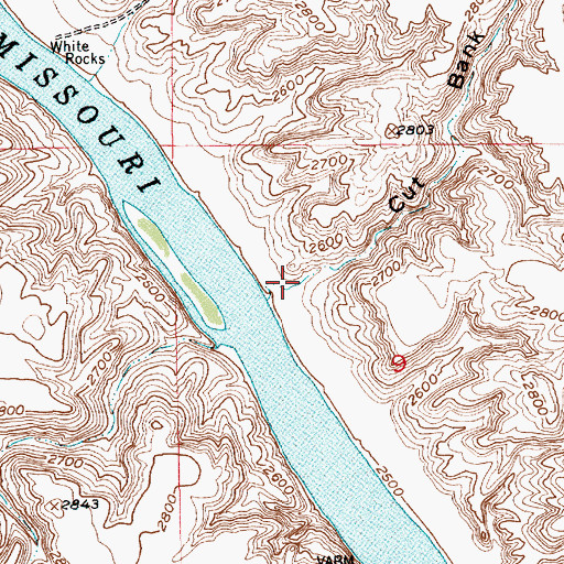 Topographic Map of Cut Bank Coulee, MT