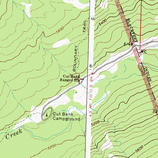 Topographic Map of Cut Bank Ranger Station, MT
