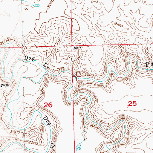 Topographic Map of Cutbank Creek, MT