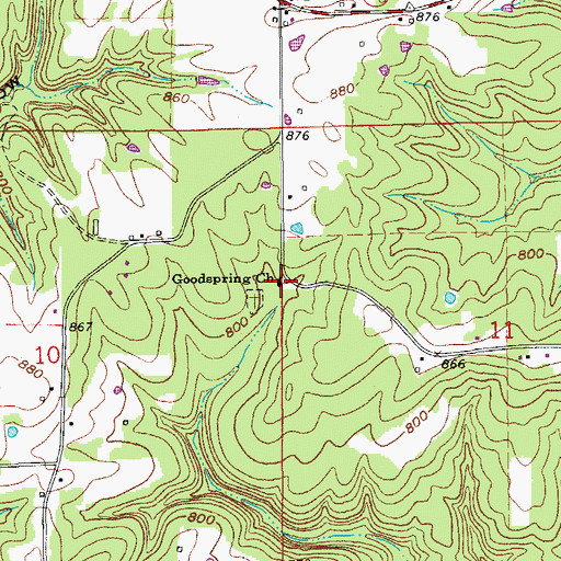 Topographic Map of Good Springs Baptist Church, AR