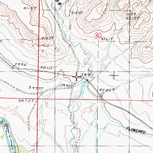 Topographic Map of Cutting Shed Coulee, MT