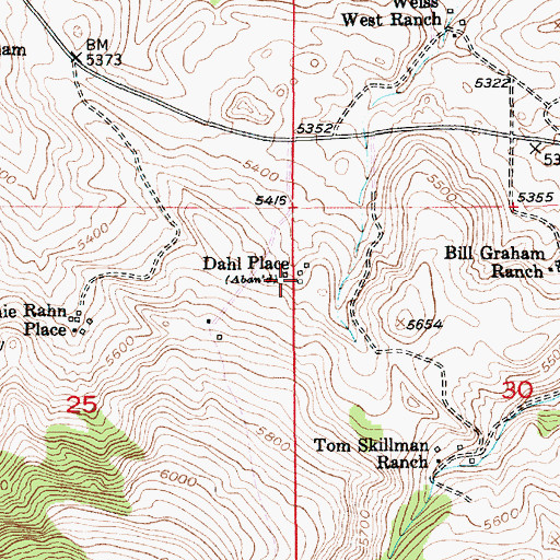 Topographic Map of Dahl Place, MT