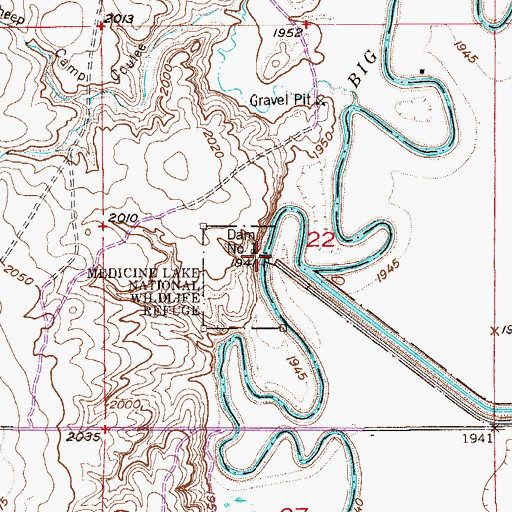 Topographic Map of Dam Number 1, MT