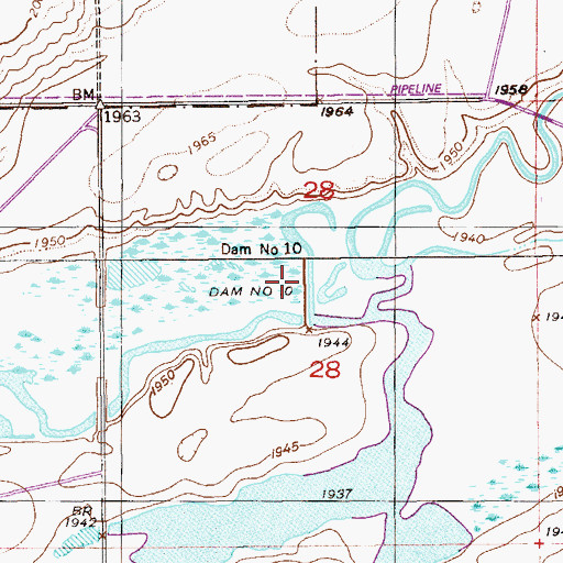 Topographic Map of Dam Number 10, MT