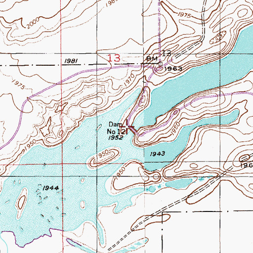Topographic Map of Dam Number 12, MT